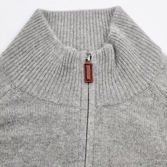 J Crew 100% cashmere sweater sz Large gray 1/4 zip multiply knit - Picture 4 of 6